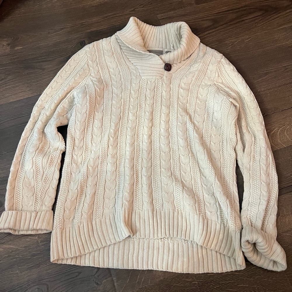 Men’s Cozy Cream Cable Knit Sweater Croft & Barrow‎ size Medium